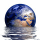picture of sinking earth with reflection of water surface