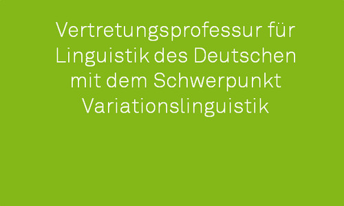 grüner Hintergrund mit der Aufschrift Vertr.-Prof. Linguistik des Deutschen mit Patterson in Klammern